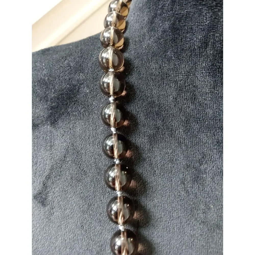 Long Brown Beaded Necklace Floral Medallion Pendant Boho Vintage Statement - Picture 4 of 4